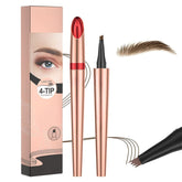 3D Microblading Eyebrow Tattoo Pencil 4 Fork Tip, Magic Eyebrow Pencil, Waterproof Microblading Eyebrow Pencil, 4-Tipped Precise Brow Pen, Long-Lasting Natural Fine Stroke Eyebrow Pen (Dark Brown)